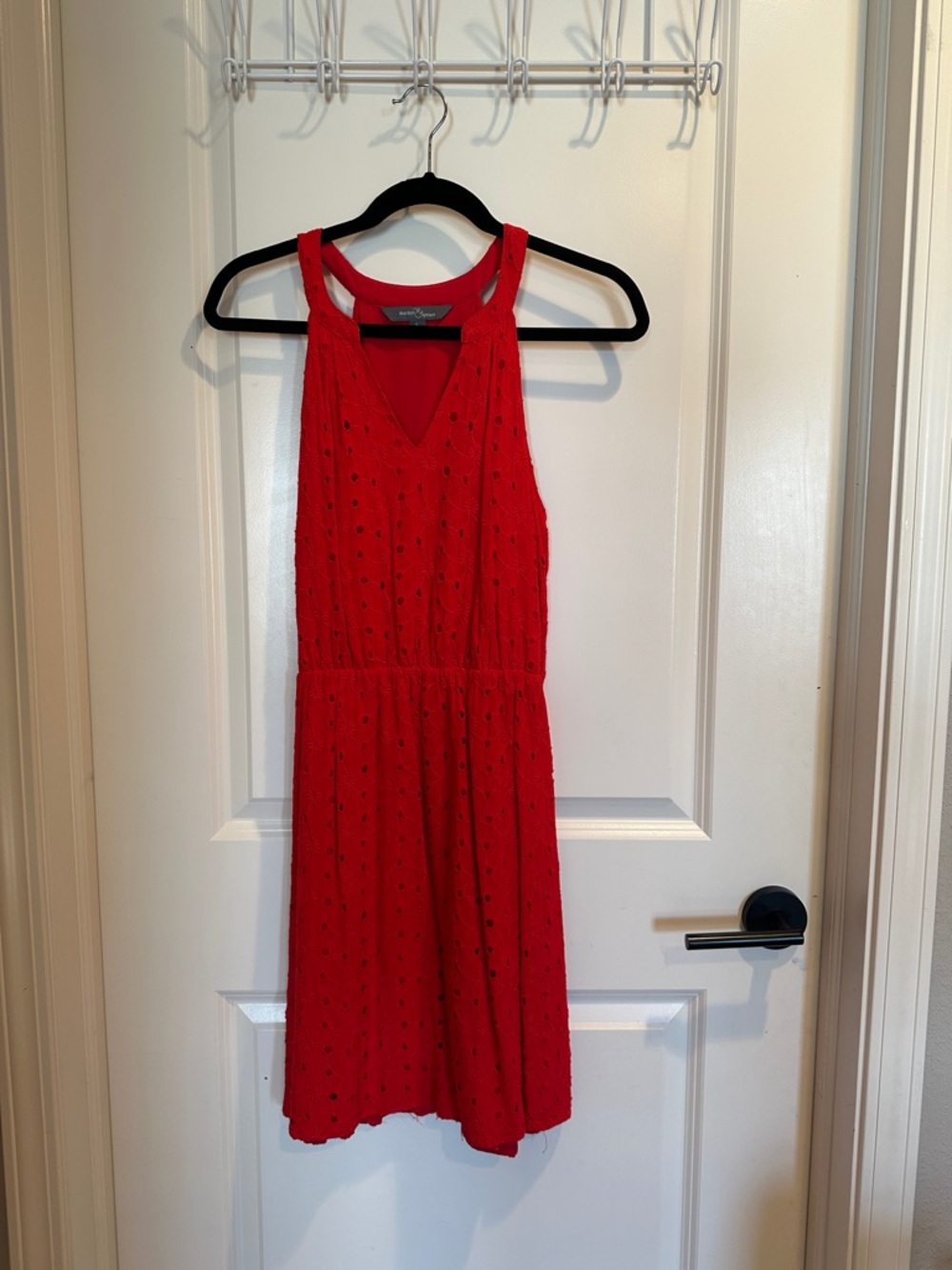 Market & Spruce Red Eyelet Halter Dress